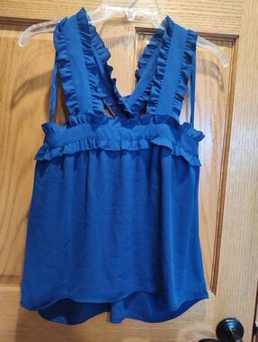 J. Crew Royal Blue Ruffle Top, Size 6, Sleeveless Tank